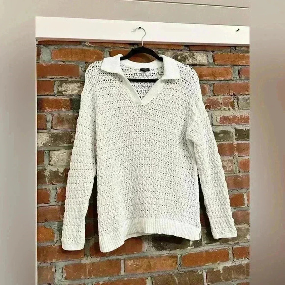 Talbots OPEN STITCH JOHNNY COLLAR PULLOVER Size LP - Picture 3 of 8